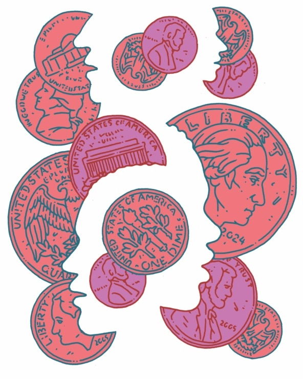 illustration shredded colorful coins