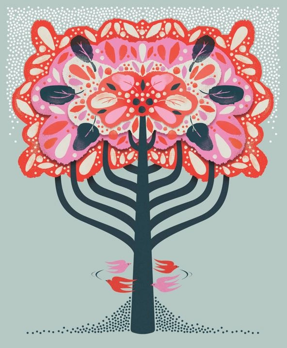 a tree with pink leaves