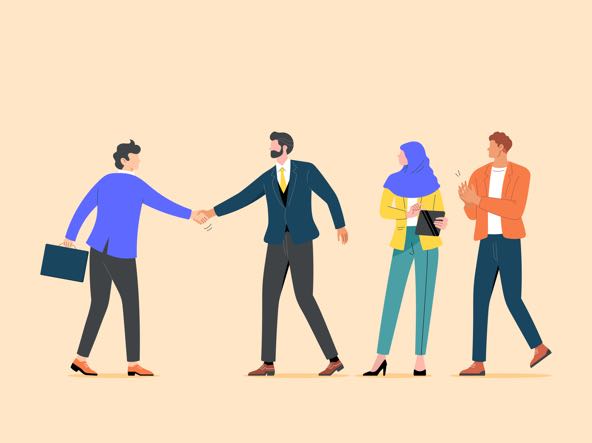 illustration of business people greeting each other