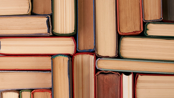 stacks of hardback books