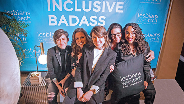 Group of women sitting together at a Lesbians Who Tech & Allies summit