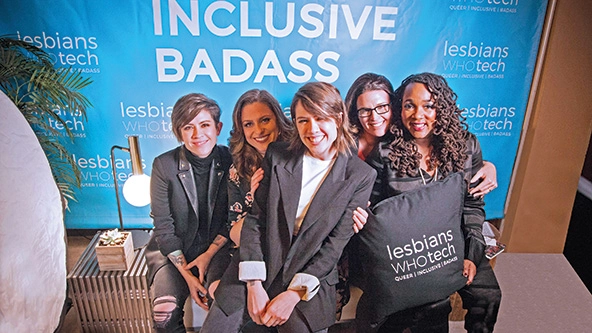 Group of women sitting together at a Lesbians Who Tech & Allies summit