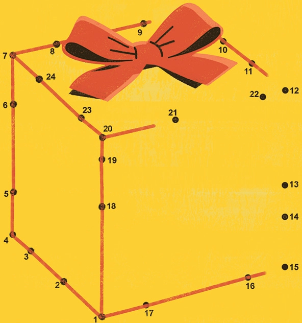 Present outlined with a dot-to-dot