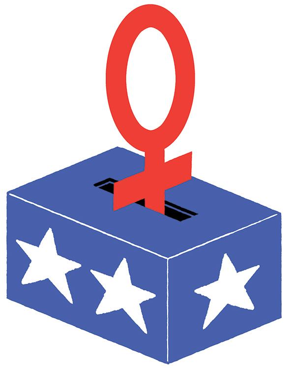 Female symbol in a ballot box.