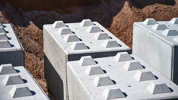 construction blocks in a row in the ground