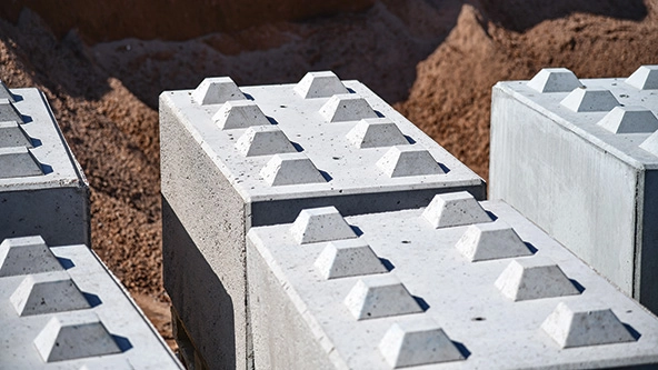 construction blocks in a row in the ground