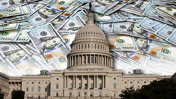 US Capitol Building Surrounded by $100 bills
