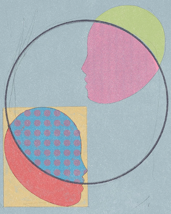 Two faces inside a circle