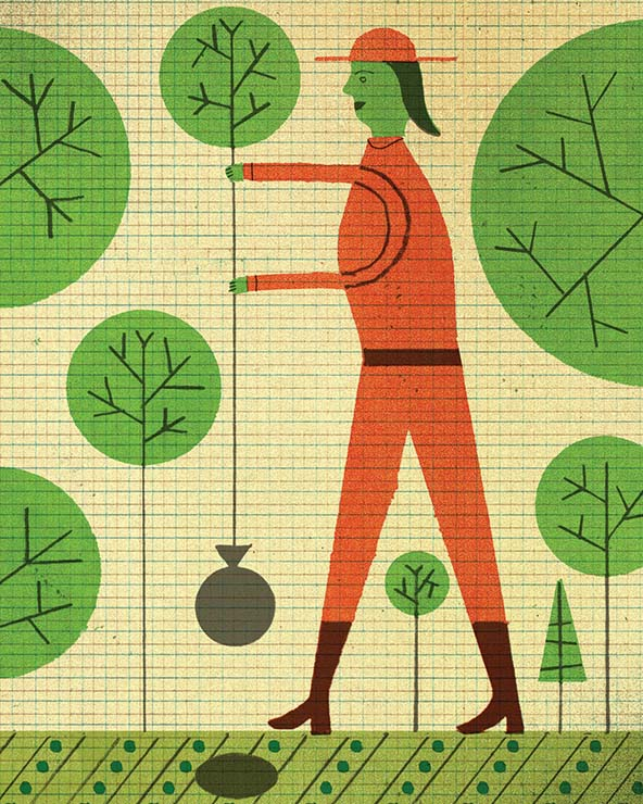 Figure in orange uniform planting a tree