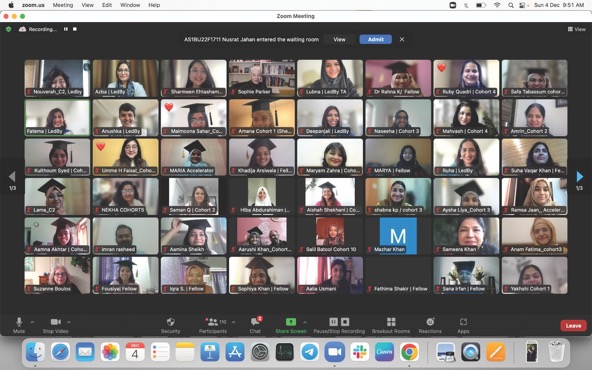 screenshot of students gathered online for a graduation ceremony