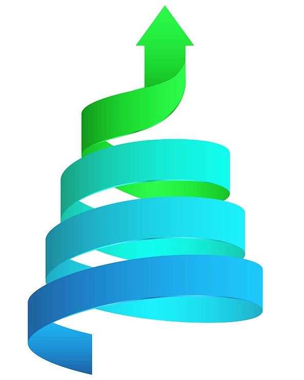 Arrow twisting up in a spiral