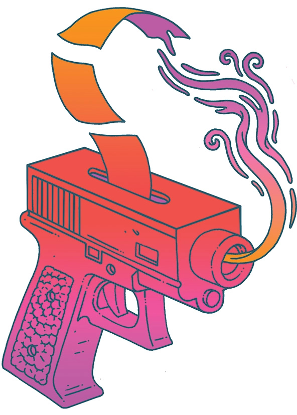 gun with a barrel that's designed as a ballot box