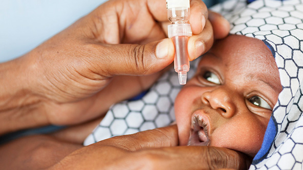 African baby receiving vaccine