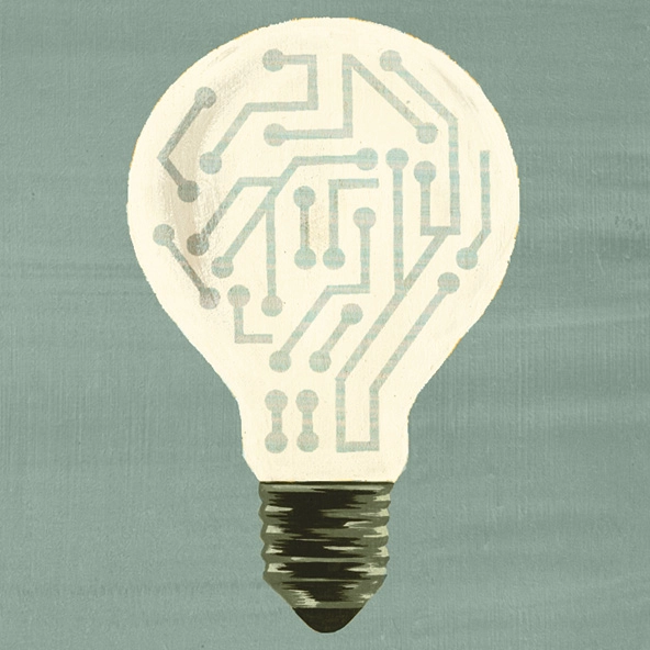 lightbulb with circuit diagrams