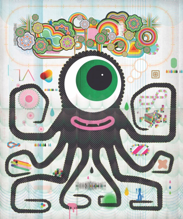 Illustration of a creature that resembles an octopus with one eye