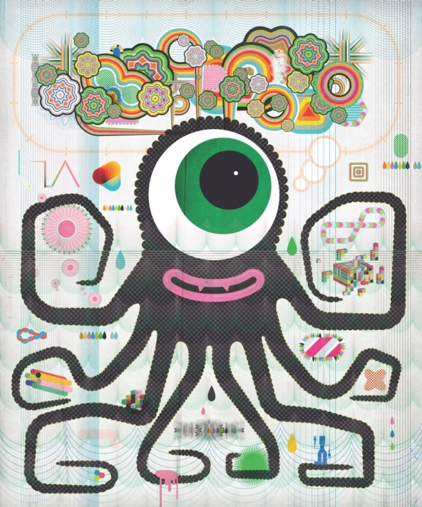 Illustration of a creature that resembles an octopus with one eye