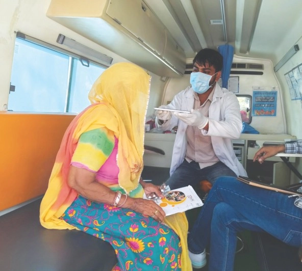 a woman being tested with Swaasa tech in  India