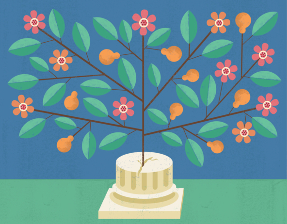 illustration of a tree-like structure with colorful leaves