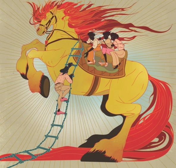 Illustration of a horse rearing