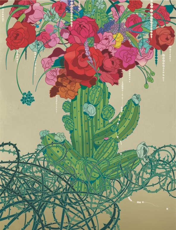 illustration of a flowering cactus